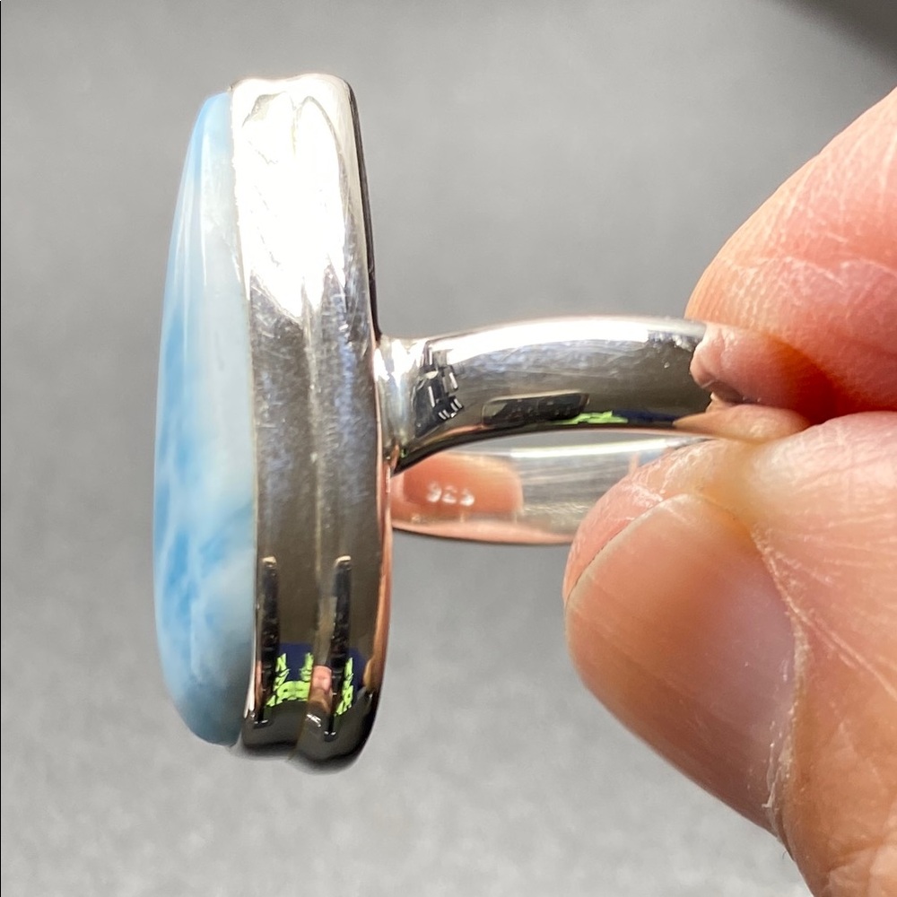 Larimar Ring Size 6 In Solid Sterling Silver 925 - image 5